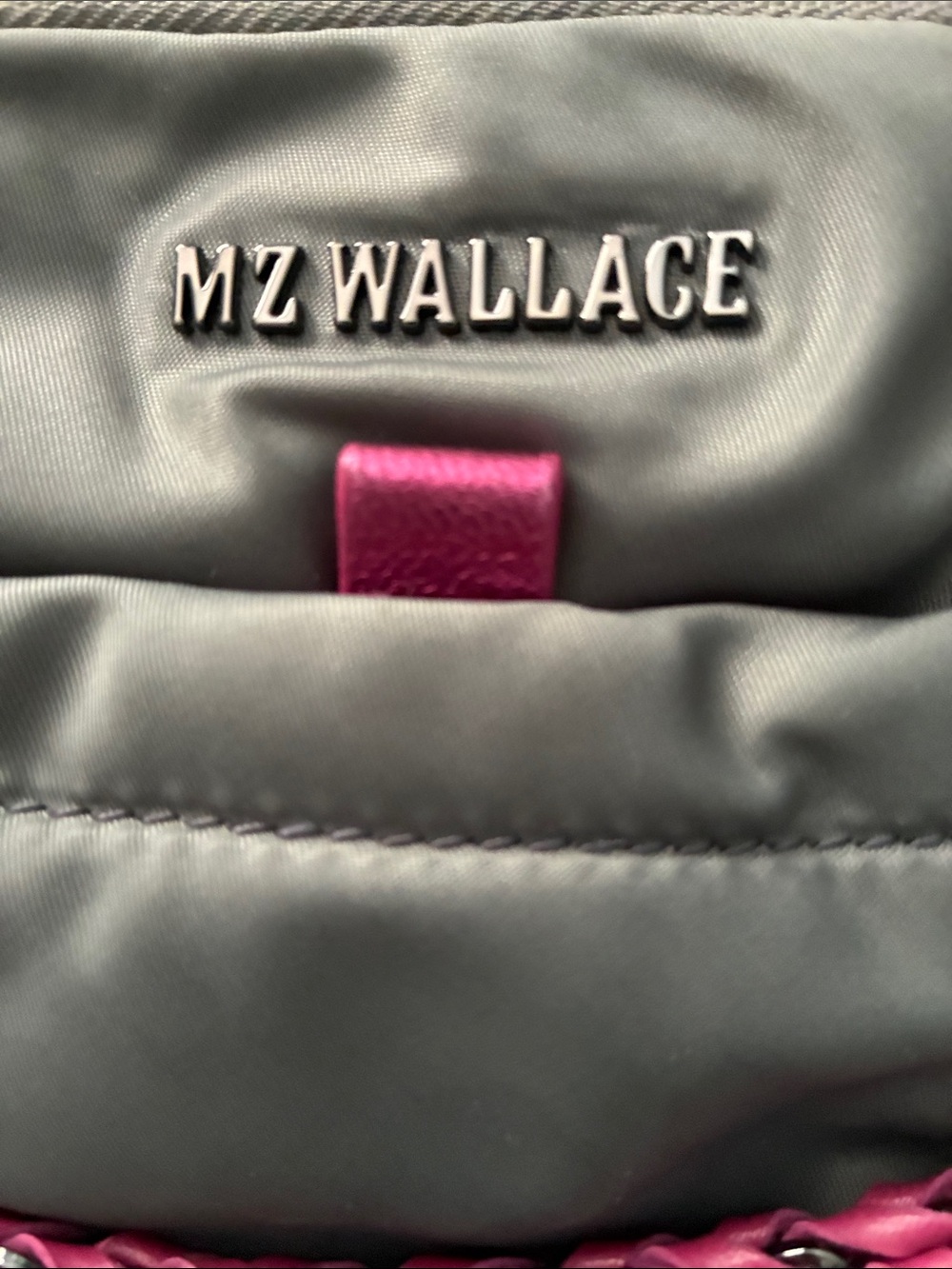 MZ Wallace Charcoal Crossbody with Fuchsia Strap Accents - Picture 10 of 12